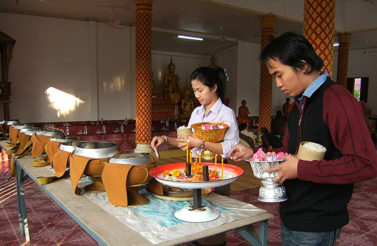 Making merit at a temple
