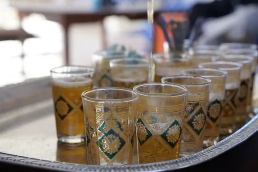 Mint tea pouring