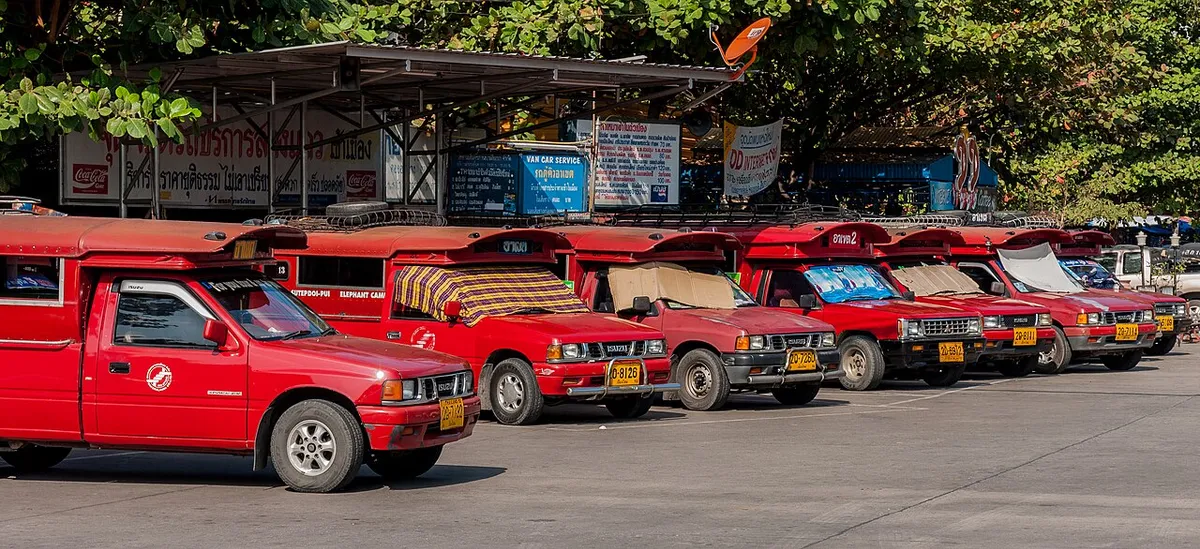Songthaew (red trucks)